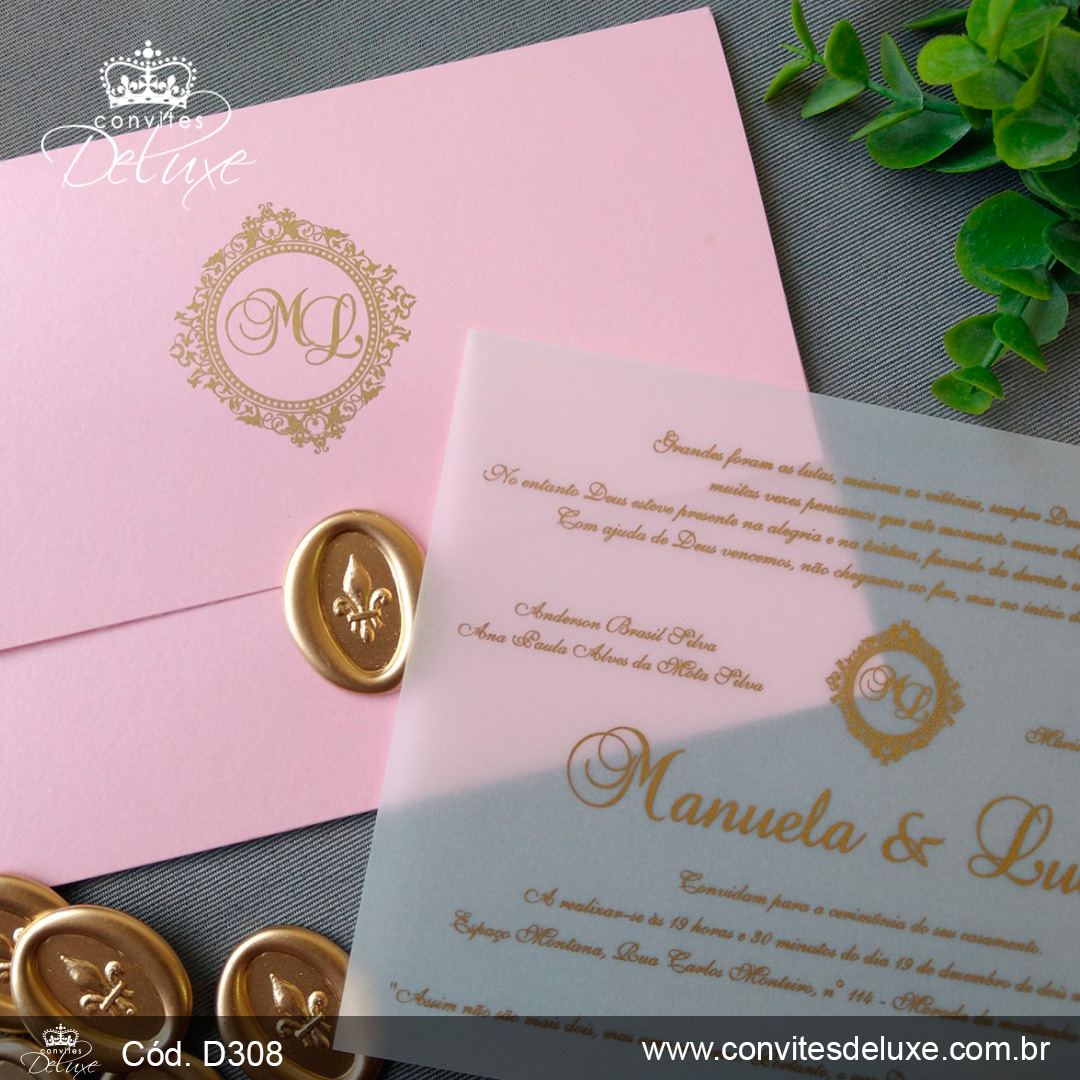 Convite de Casamento Rose Gold