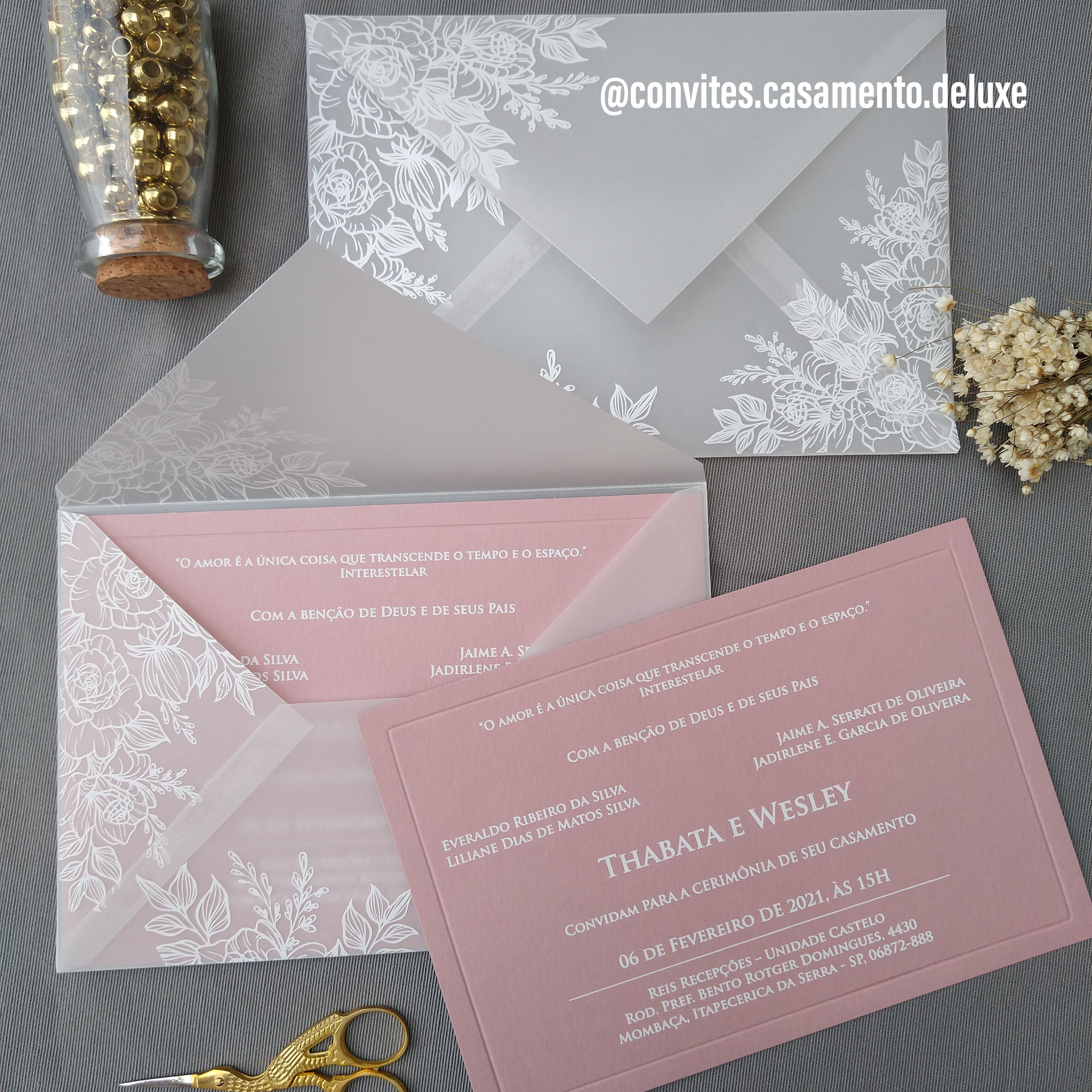 Convite de Casamento Rose Gold