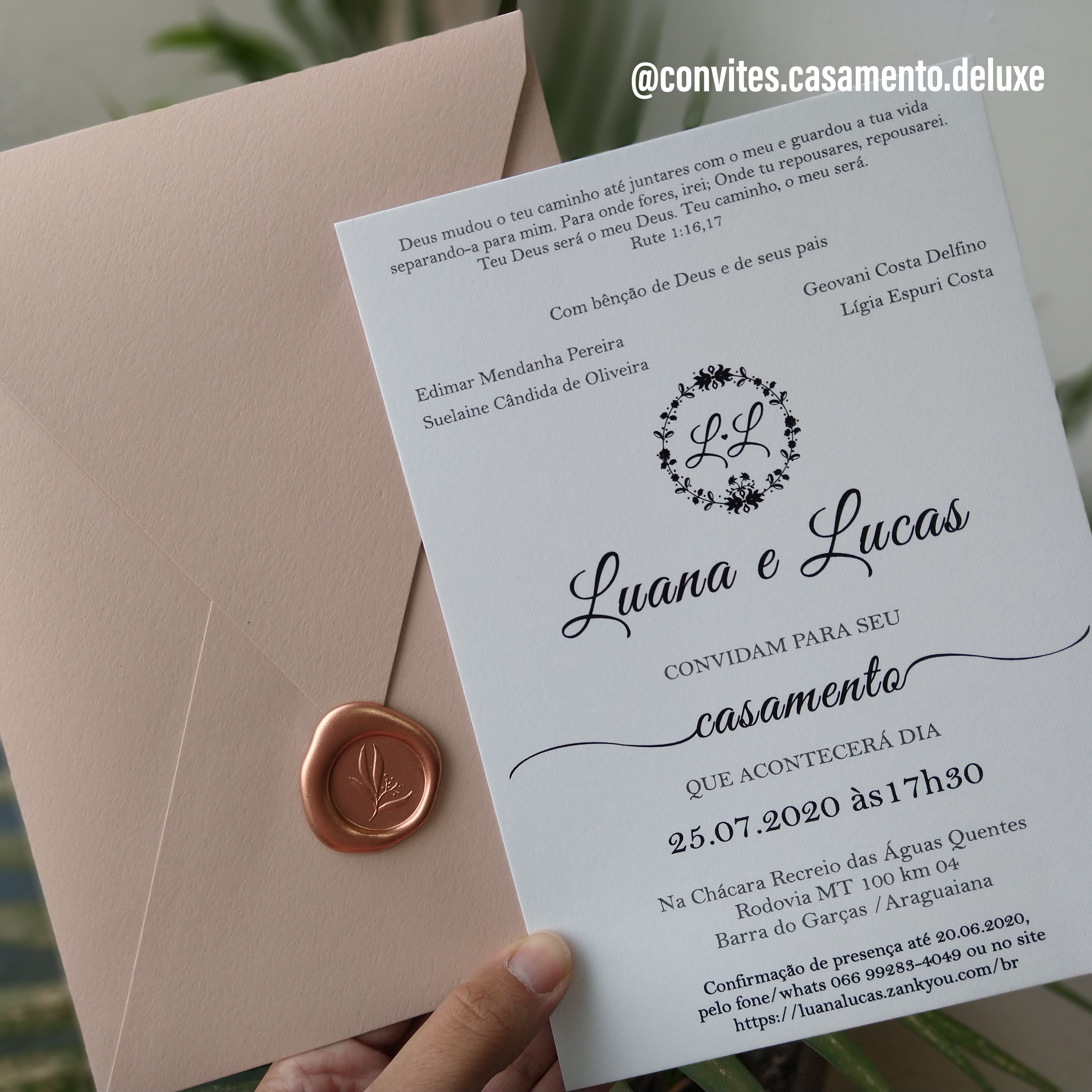 Convite de Casamento Clssico Rose