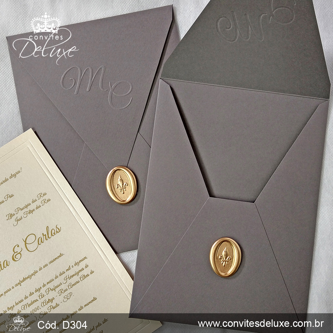 Convite de Casamento Clssico Lacre de Cera title=
