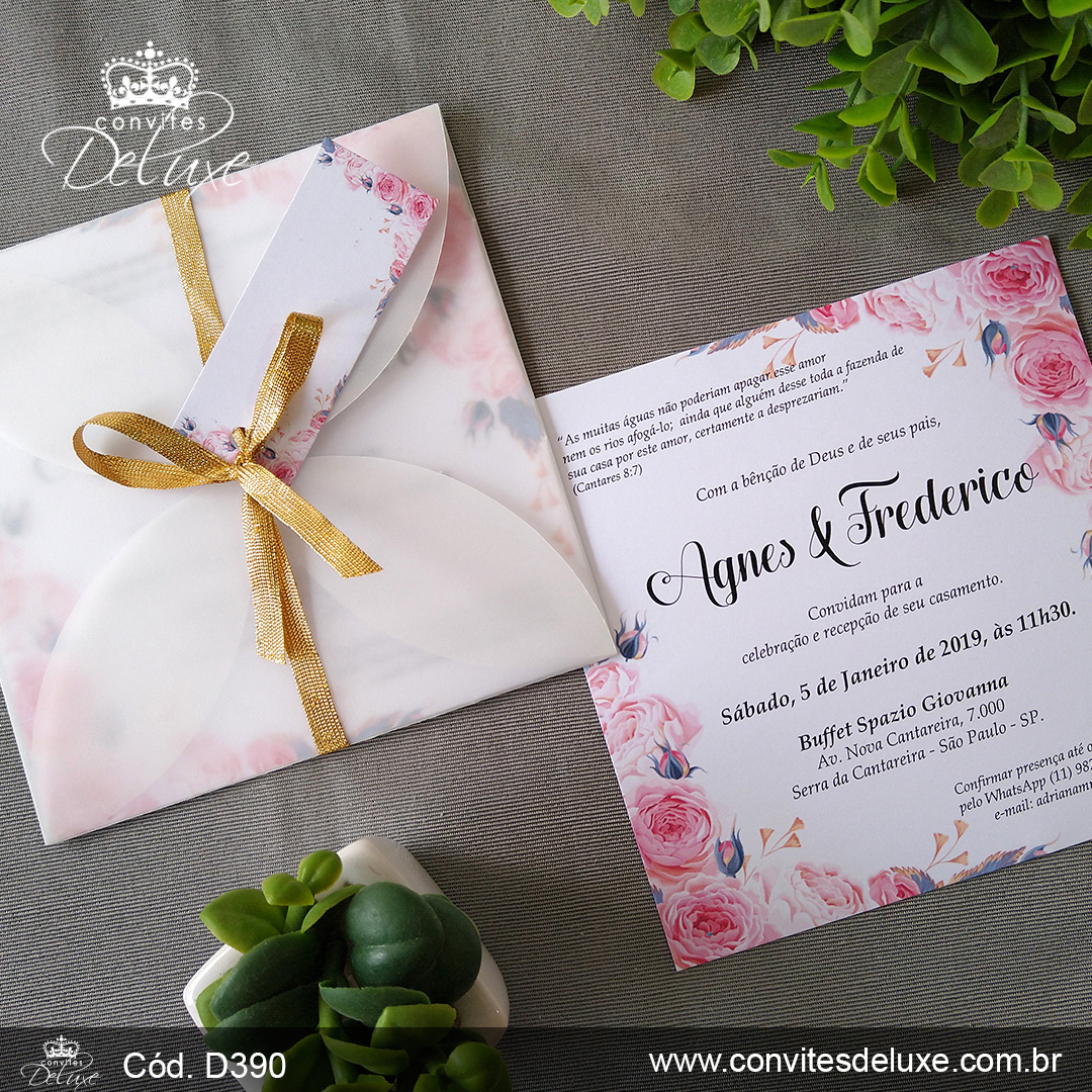 Convite de Casamento Moderno Floral