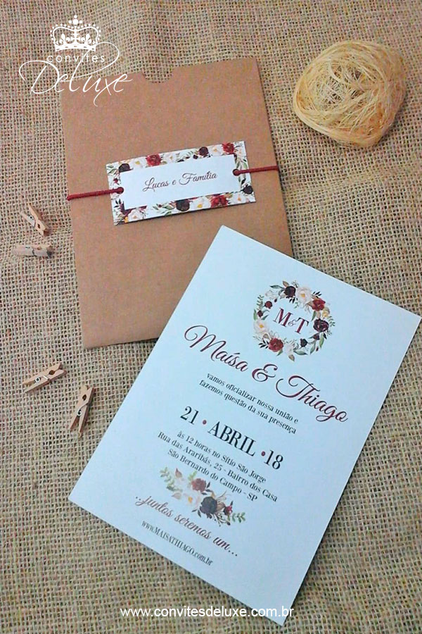 Convite de Casamento Marsala Convite De Casamento